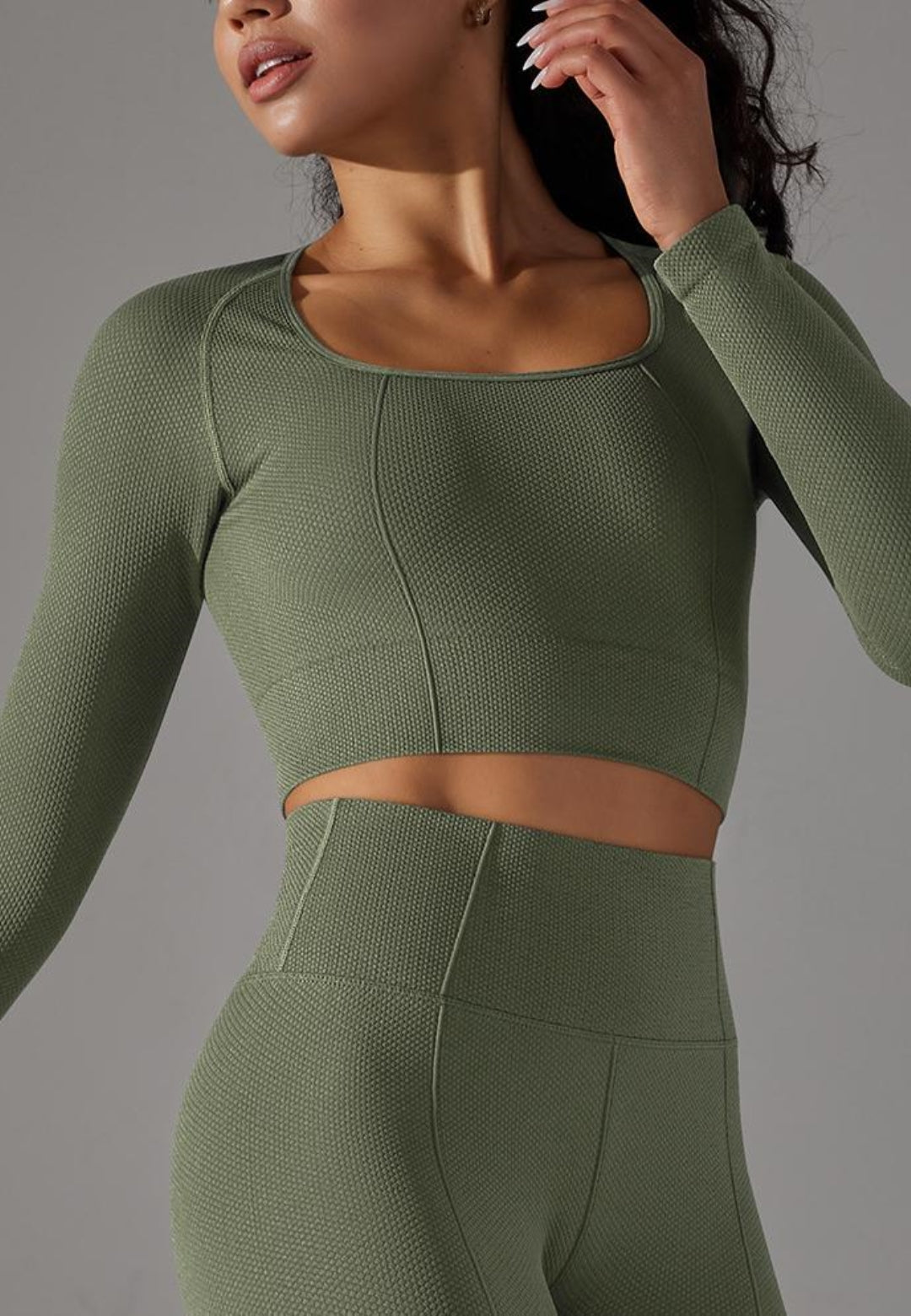 Square Neck Textured Sports Top