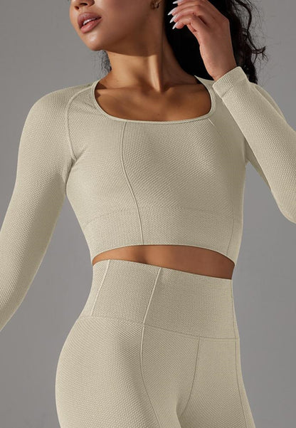 Square Neck Textured Sports Top