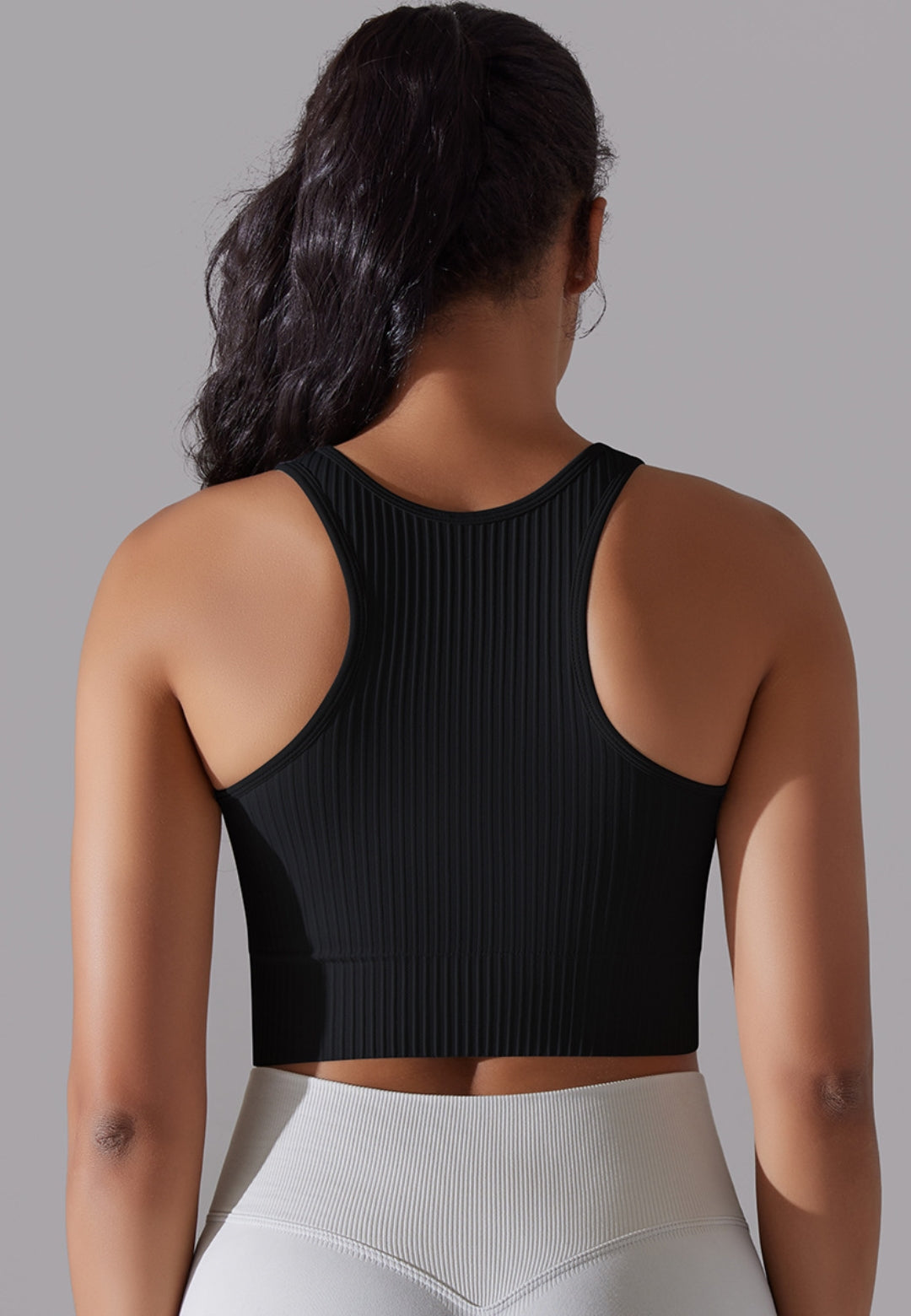 Round Neck Ribbed Sports Bra