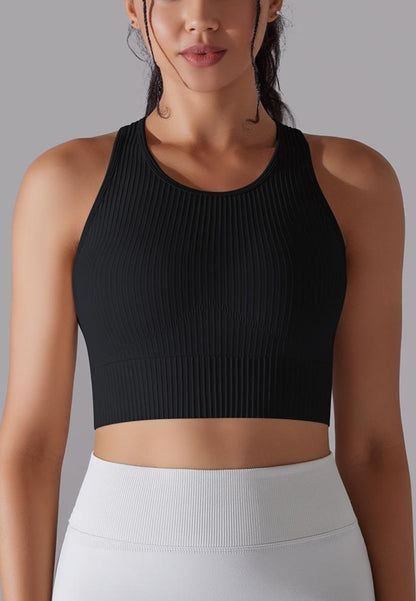 Round Neck Ribbed Sports Bra