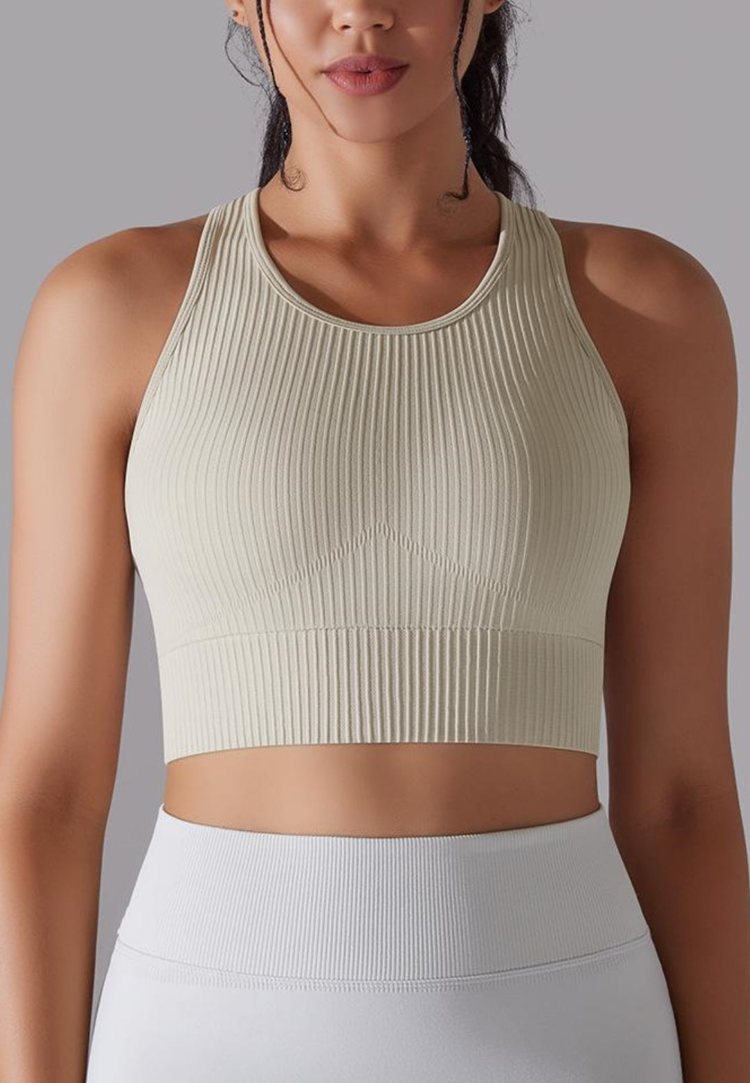 Round Neck Ribbed Sports Bra