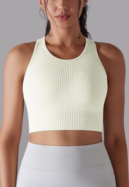 Round Neck Ribbed Sports Bra