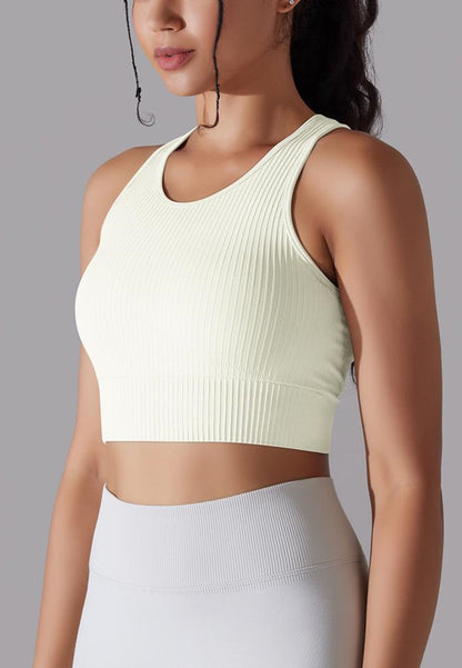 Round Neck Ribbed Sports Bra