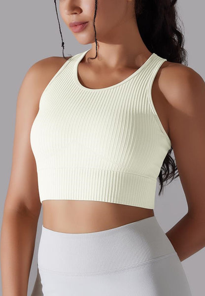 Round Neck Ribbed Sports Bra