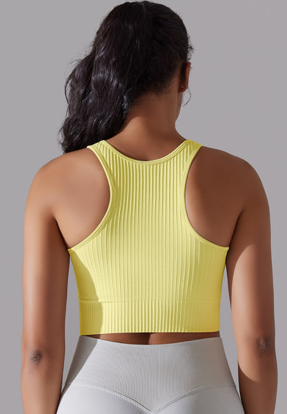 Round Neck Ribbed Sports Bra