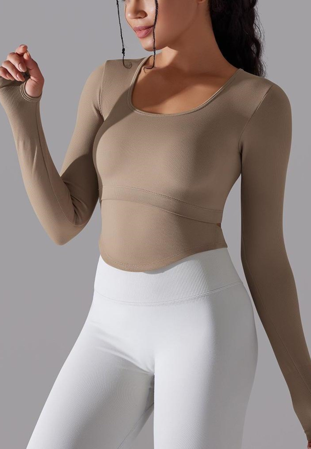 Cutout Back Curved Hem Sports Top