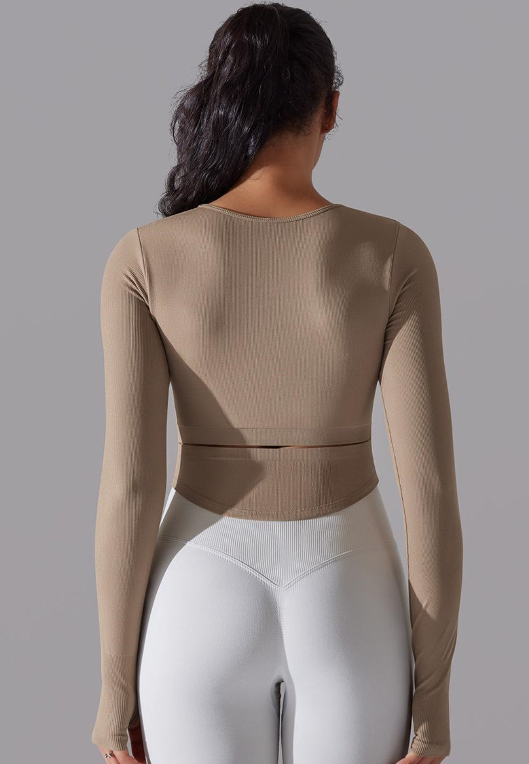 Cutout Back Curved Hem Sports Top