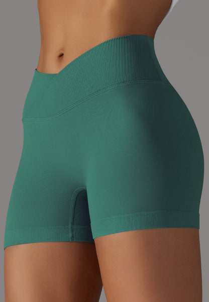 Overlap Ribbed V-Waist Shorts