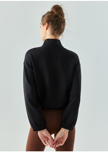 Drawstring Hem Mock Neck Sweater