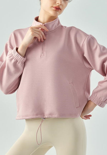 Drawstring Hem Mock Neck Sweater