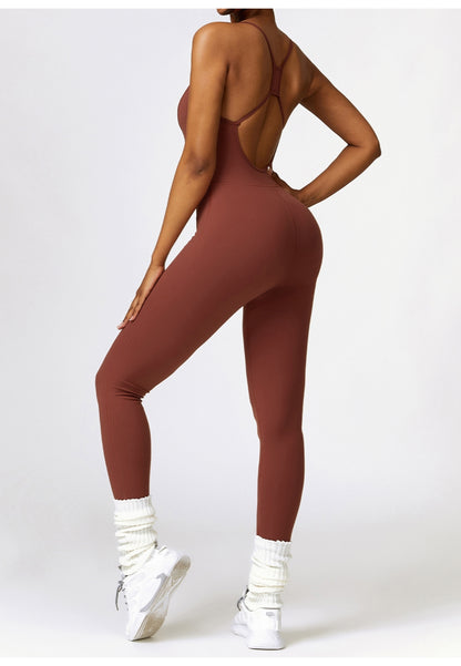 Cutout Cross Back Unitard Jumpsuit