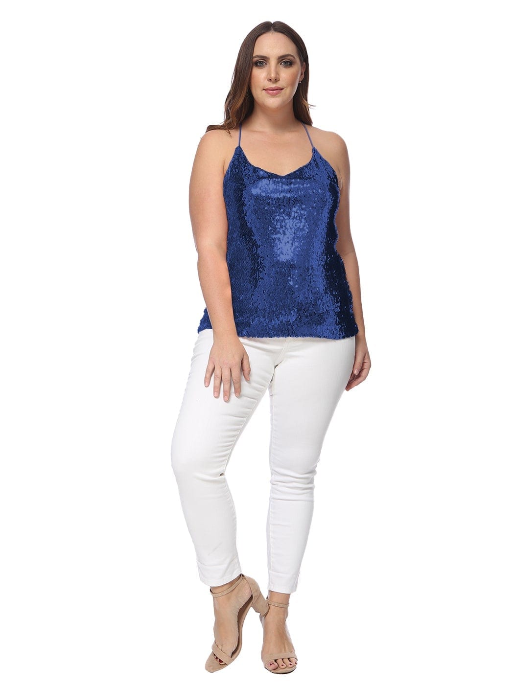 Camisola de lentejuelas de talla grande