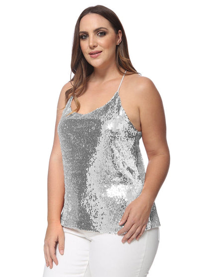 Camisola de lentejuelas de talla grande