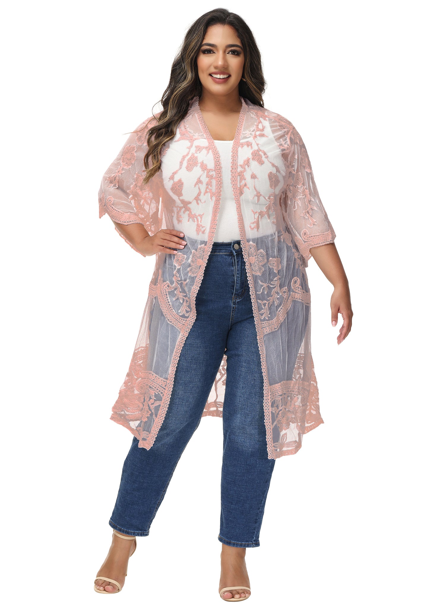 Plus size lace kimono cardigan best sale