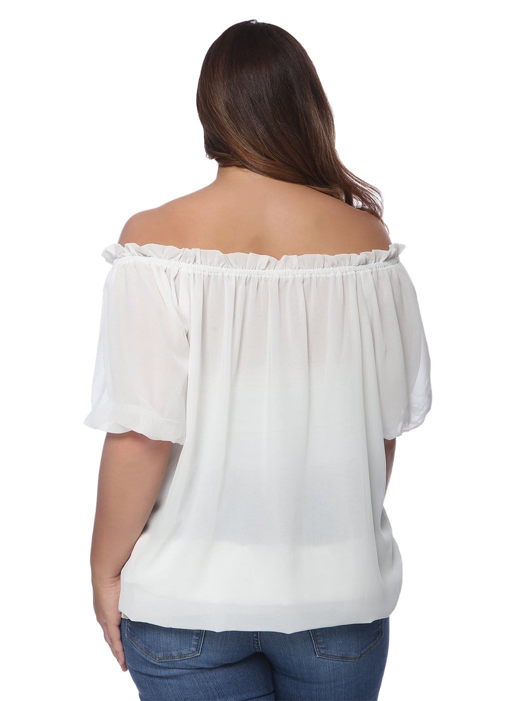 Plus Size Off Shoulder Smocked Waist Blouse