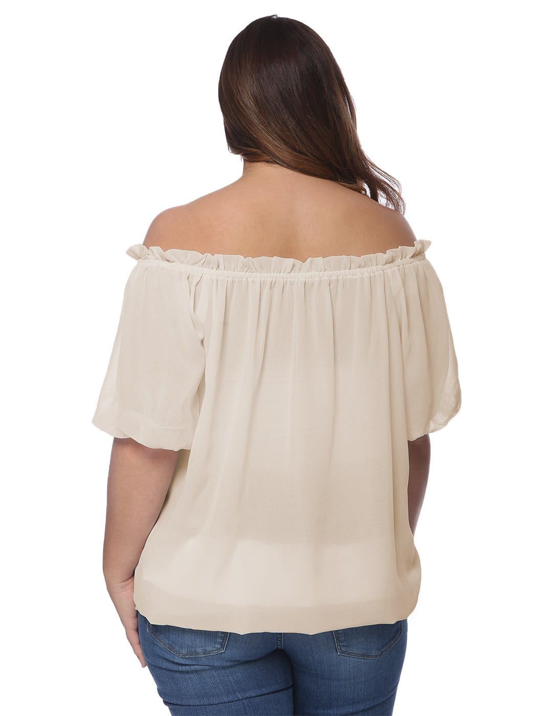 Plus Size Off Shoulder Smocked Waist Blouse