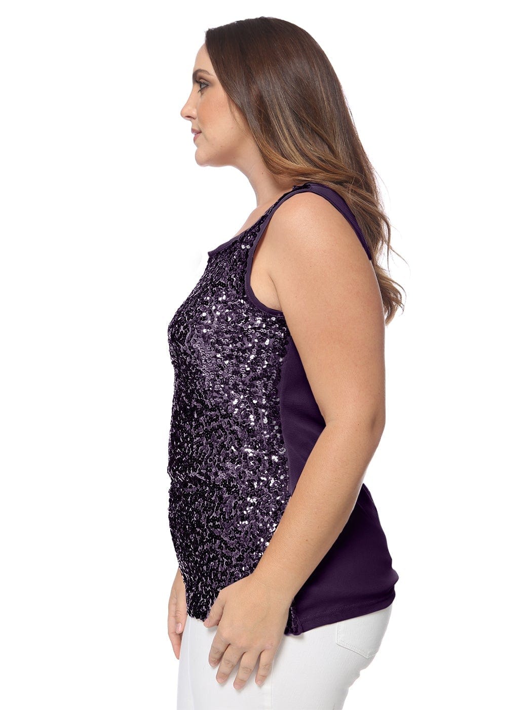 Plus Size Sleeveless Sequin Tank Top