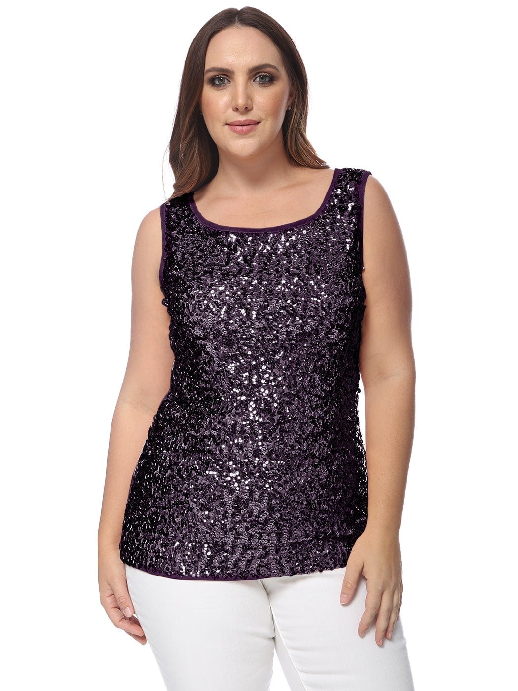 Plus size 2024 sequin tank tops