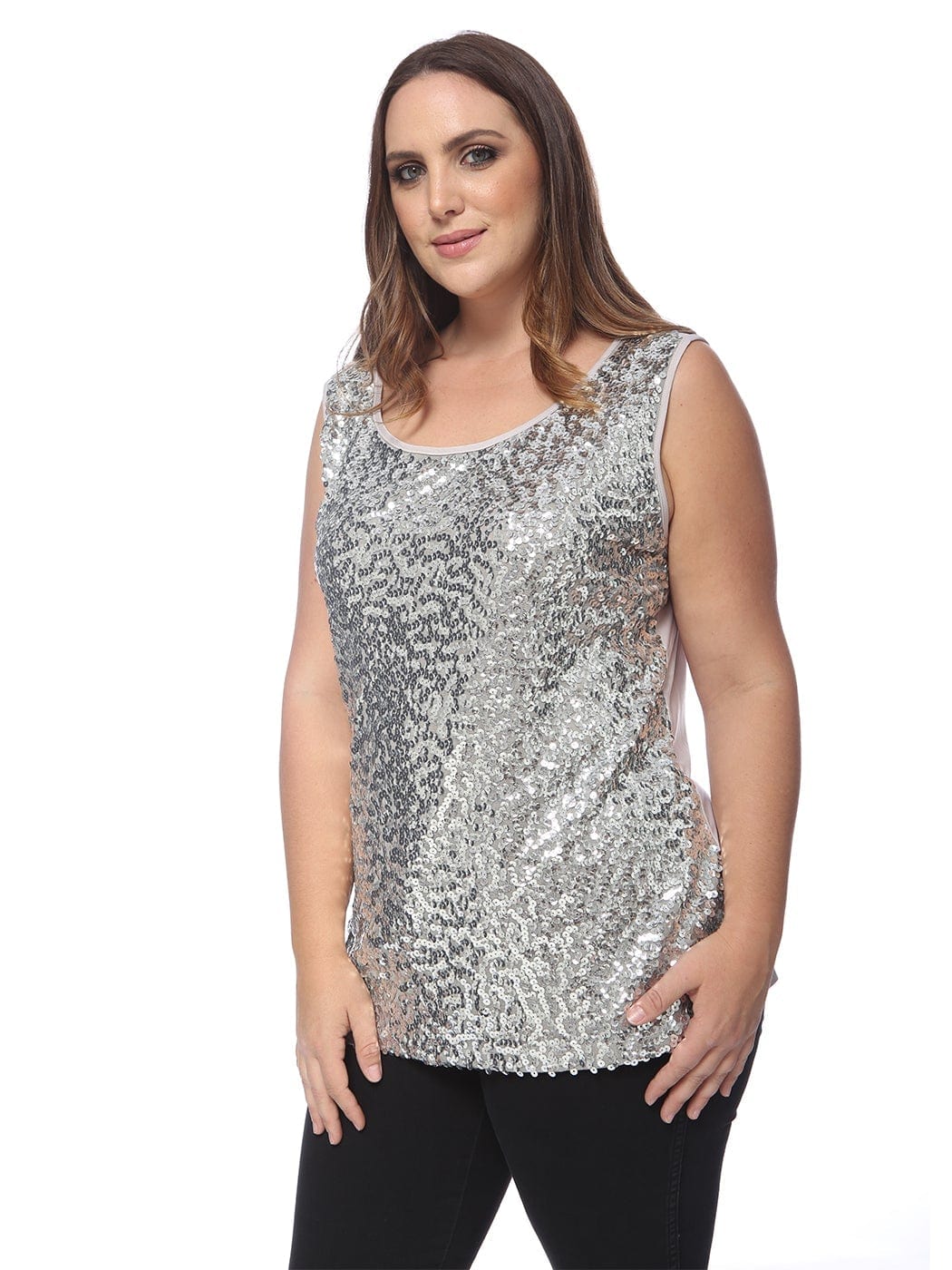 Plus Size Sleeveless Sequin Tank Top