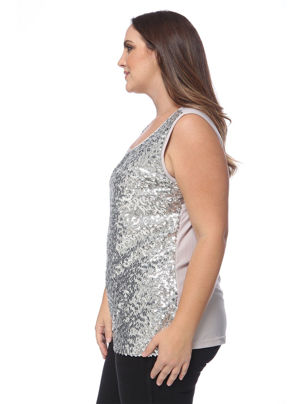 Plus Size Sleeveless Sequin Tank Top