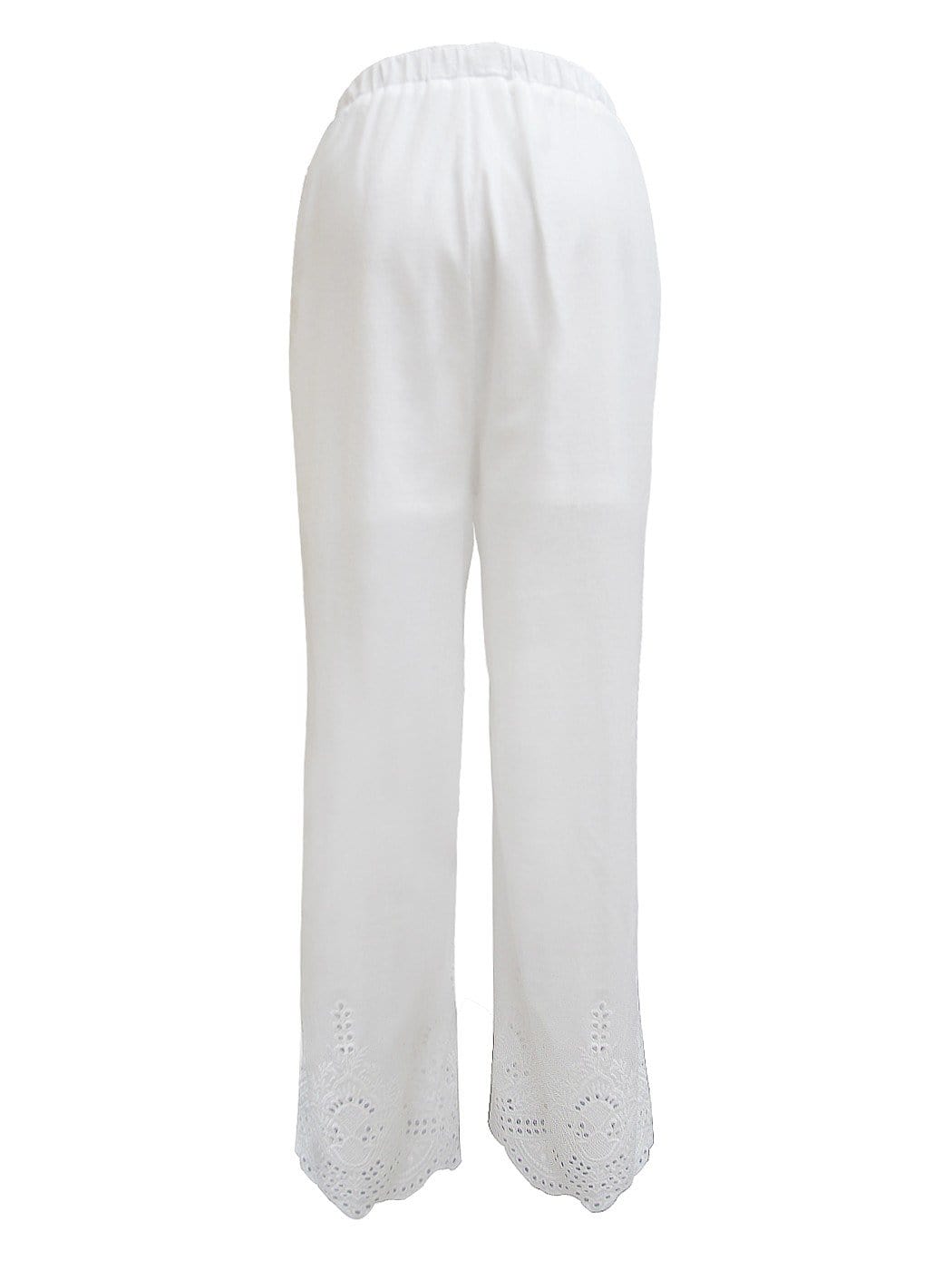 Pantalones de salón de algodón de corte holgado, informales, con cintura elástica y pierna recta para mujer de Anna-Kaci, color blanco, talla pequeña