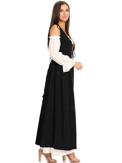 Anna-Kaci Womens Renaissance Overdress Medieval Irish Off Shoulder Dress