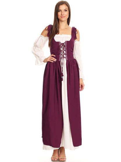 Anna-Kaci Womens Renaissance Overdress Medieval Irish Off Shoulder Dress