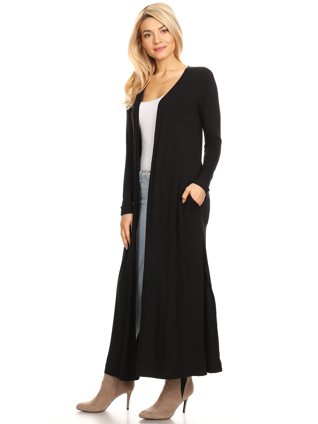 Lightweight Duster Cardigan, Medium/Large, Black