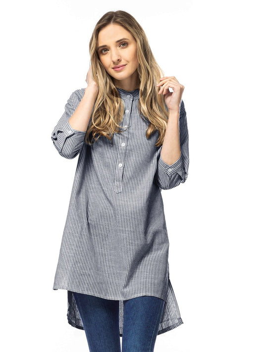 Casual Button Up Stripe Sleeves Shirt