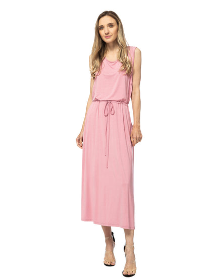 Sleeveless Maxi Length Drawstring Dress