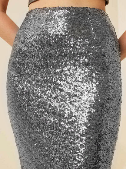 Sparkly Sequins Cocktail Midi Skirt