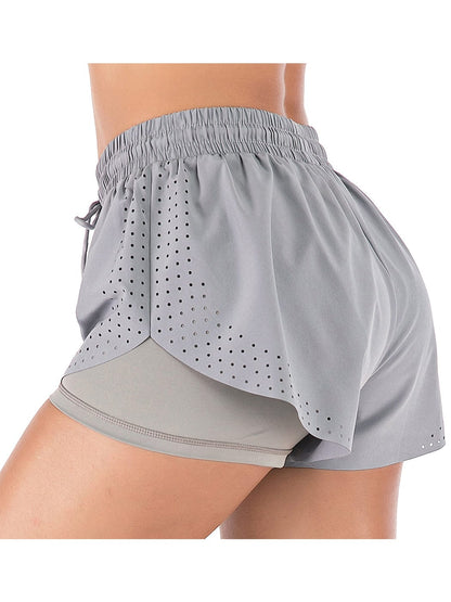 Running Shorts Double Layer Fitness Workout Athletic Shorts