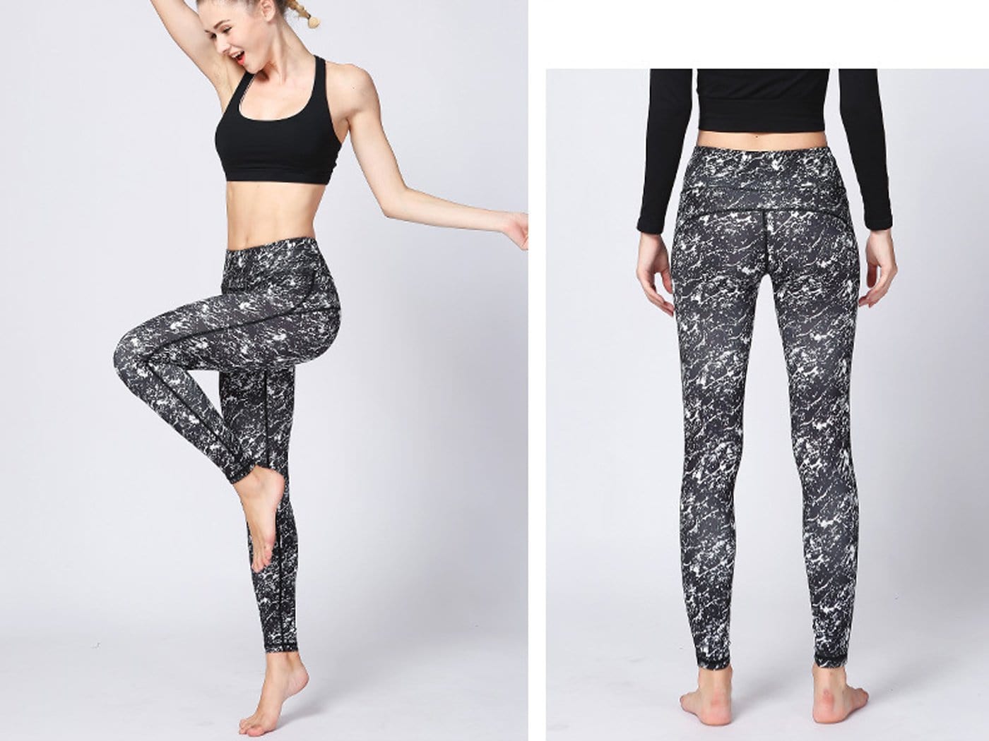 Pantalones de yoga estampados de cintura alta Leggings de fitness para entrenamiento de longitud completa