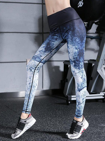 Pantalones de yoga estampados de cintura alta Leggings de fitness para entrenamiento de longitud completa