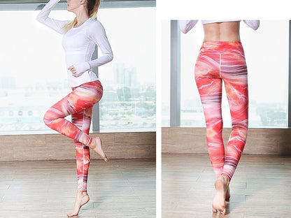 Pantalones de yoga estampados de cintura alta Leggings de fitness para entrenamiento de longitud completa