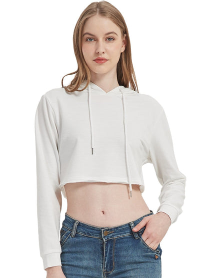 Sudadera con capucha y manga larga tipo crop top