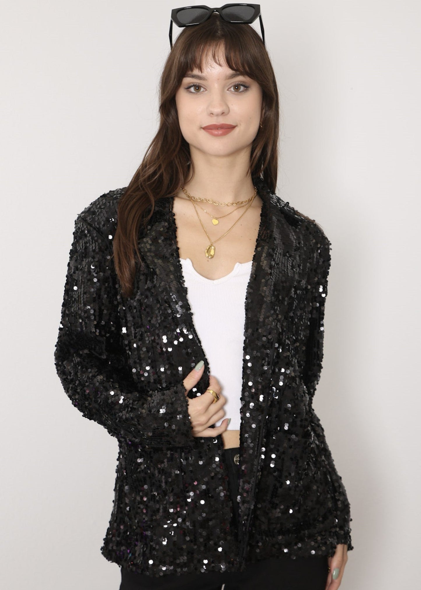 Anna-Kaci Women's Sequin Jackets Long Sleeve Open Front Glitter Sparkle Party Blazer Jacket