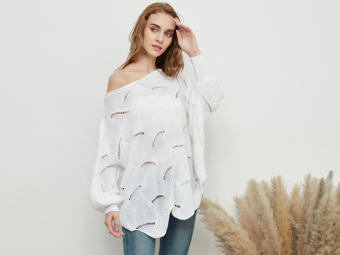 Anna-Kaci Loose Batwing Sleeve Hollow Out Knit Sweater Top | Womens | Anna-Kaci