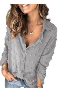 Clip Dot Button Up Collared Top